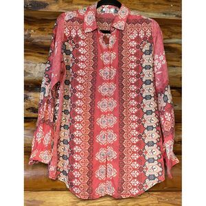 Johnny Was 100% Silk‎ Button Up Blouse Size XS